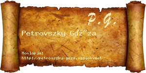 Petrovszky Géza névjegykártya