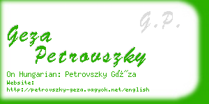 geza petrovszky business card